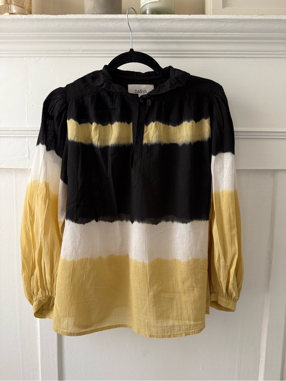 ba&sh Black Blouse with White Label Detail